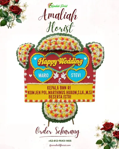 Karangan Papan Bunga Pernikahan di Cikopomayak